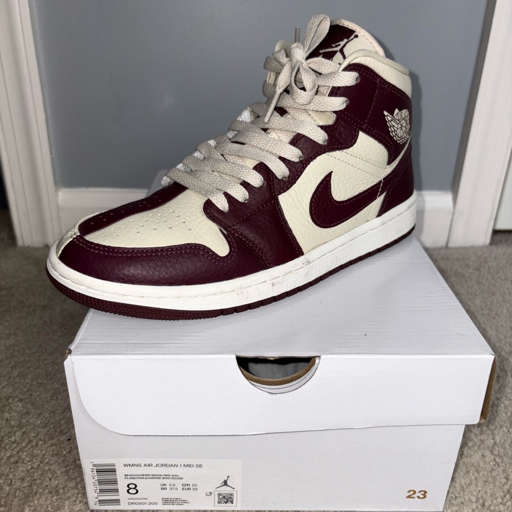 Jordan Women's Athletic Shoes - Maroon and Cream